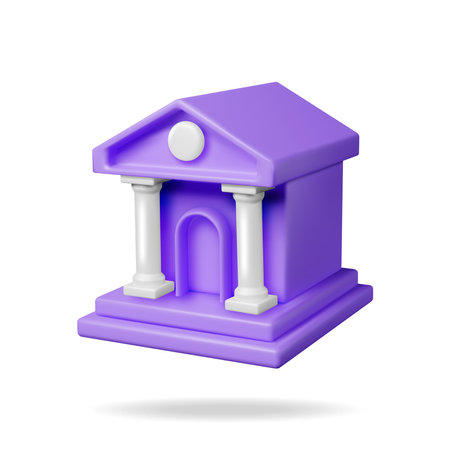 3D Bank Building Isolated on White.のイラスト素材