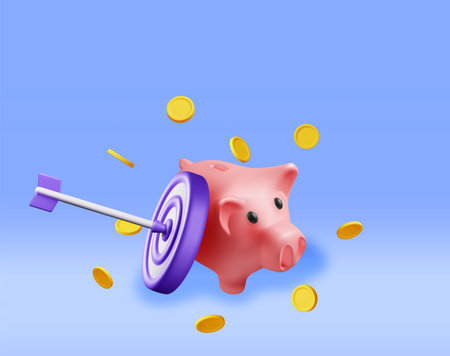 3D Piggy Bank with Dart Targetのイラスト素材