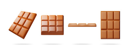 3D Milk Chocolate Bar from Different Anglesのイラスト素材