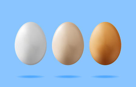 3D Boiled Eggs in Eggshell Isolatedのイラスト素材