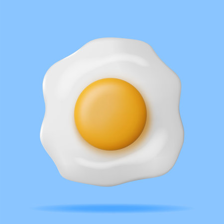 3D Fried Egg Isolatedのイラスト素材