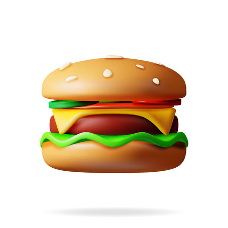 3D Tasty Burger Isolated on White.のイラスト素材