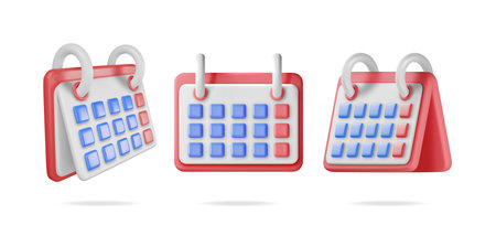 3D Paper Spiral Wall Calendar in Different Anglesのイラスト素材