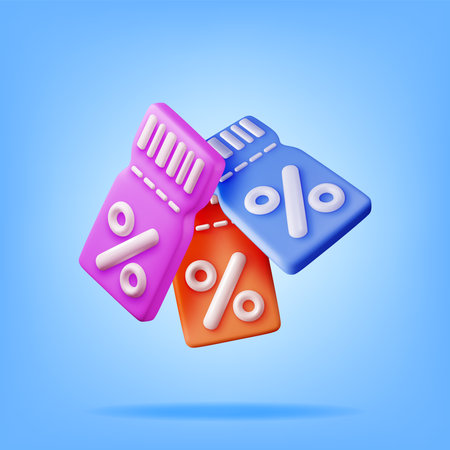 3d Set of Coupon with Percent Symbolのイラスト素材