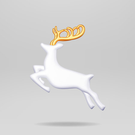 3D Christmas Deer Statue Isolatedのイラスト素材
