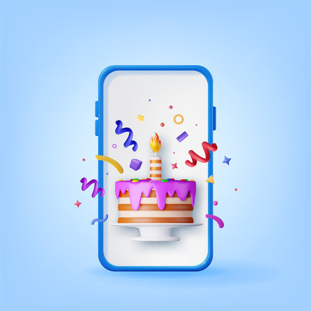 Render Phone with Chocolate Cake Decorated withのイラスト素材