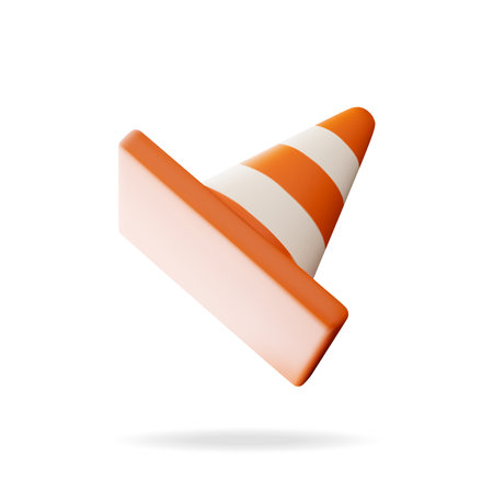 3D Traffic Cone Icon Isolated on Whiteのイラスト素材