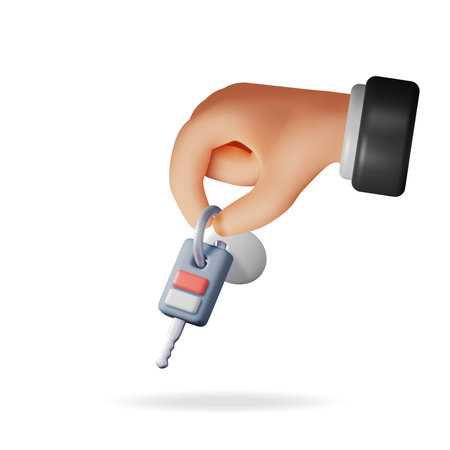 3D Electronic Car Key with Alarm System in Handのイラスト素材
