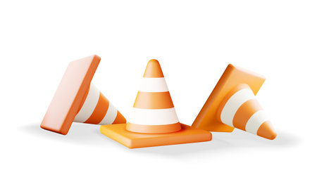 3D Traffic Cone Icon Pileのイラスト素材