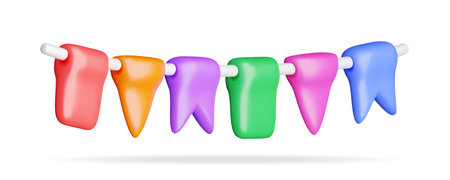 3D Pennant Bunting Flags Isolated on Whiteのイラスト素材