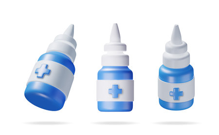 3D set of medicine spray bottle isolatedのイラスト素材