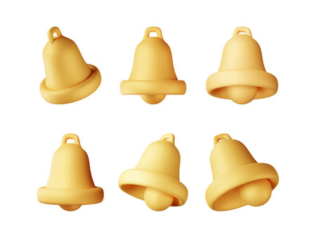 3D set of notification bell iconのイラスト素材