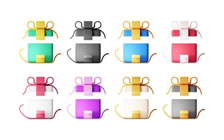 3D open gift box setのイラスト素材