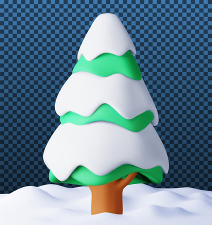 3D background. Christmas tree in snowのイラスト素材