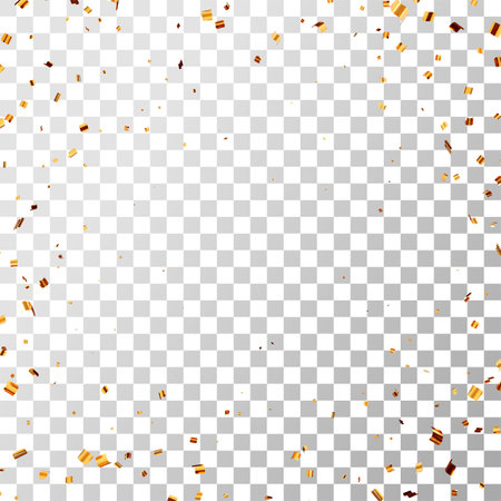 3D party gold confetti on transparent background.のイラスト素材