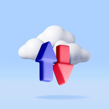 3d cloud with arrows isolated on white