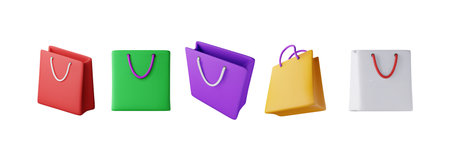 3D set of shopping bag isolated on whiteのイラスト素材