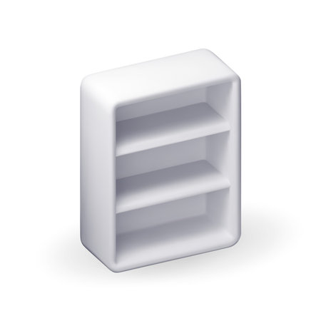 3D Empty white storage shelves isolatedのイラスト素材
