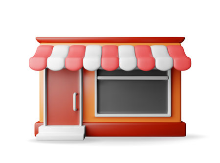 3d empty store front shop with window and door.のイラスト素材
