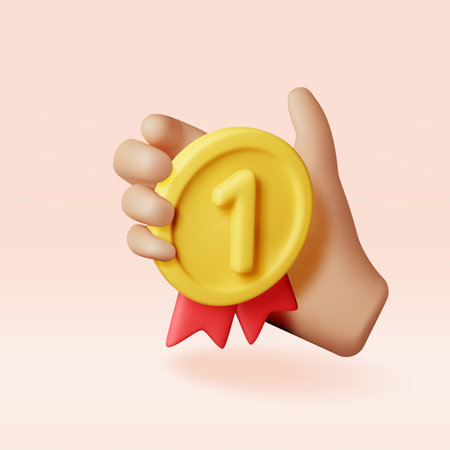 3d set of medals with red ribbons.のイラスト素材