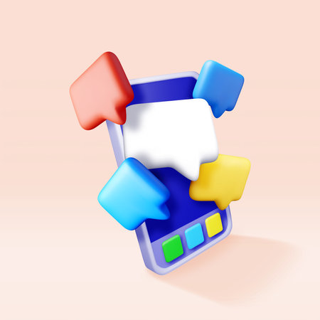 3D colorful speech bubbles on smartphoneのイラスト素材