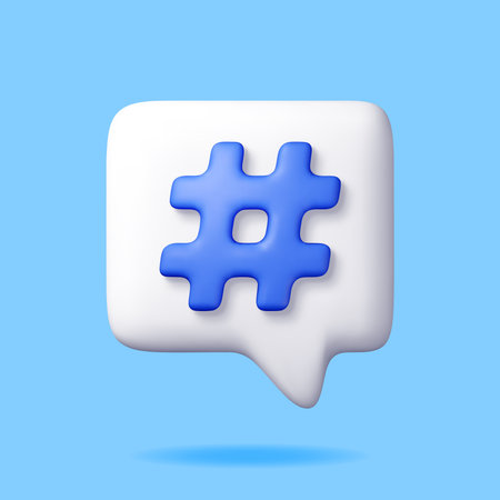 3D Hashtag icon on speech bubble isolatedのイラスト素材