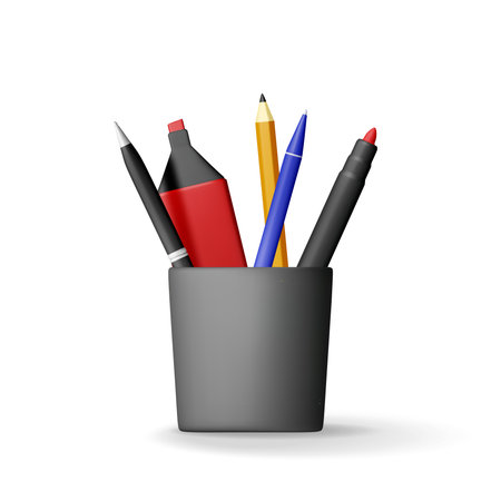 3D pens, pencil in holder isolated on white.のイラスト素材
