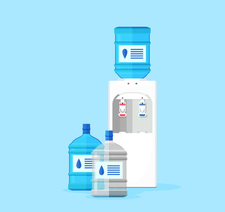 Water dispenser with gallon bottles of pure waterのイラスト素材