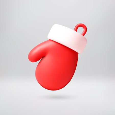 Red christmas winter mittenのイラスト素材