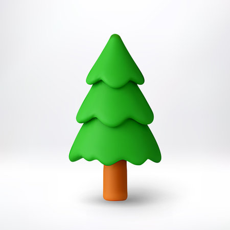 Simple glossy green spruce in 3dのイラスト素材