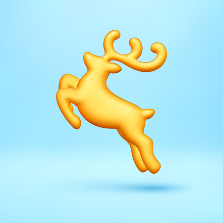 Orange jumping reindeer 3d iconのイラスト素材