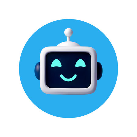 3D Smiling Chatbot Icon with Friendly Faceのイラスト素材