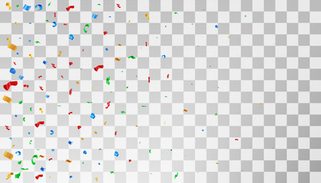 Colorful confetti falling with 3d ribbonsのイラスト素材