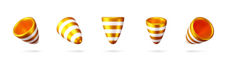 Group of 3d gold and white striped party popperのイラスト素材