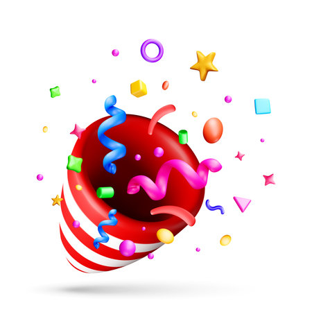 3D Confetti cracker explodingのイラスト素材