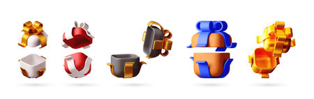 Colorful 3d gift box collection for a holidayのイラスト素材
