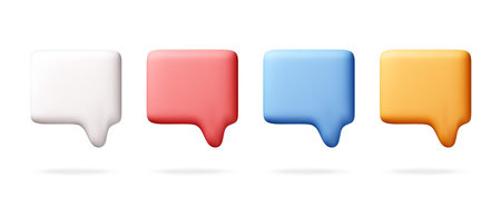 Set of 3D speech bubbles in various colors