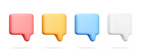 Set of colorful speech bubbles in 3d style.
