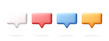 Set of colorful 3d speech bubble icons