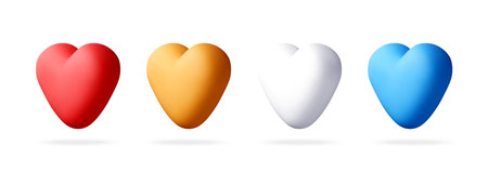 Set of 3D colorful heart shapes.のイラスト素材