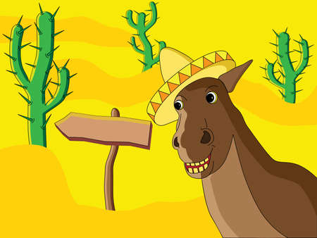 Vector image of mexican horse in a desert.のイラスト素材