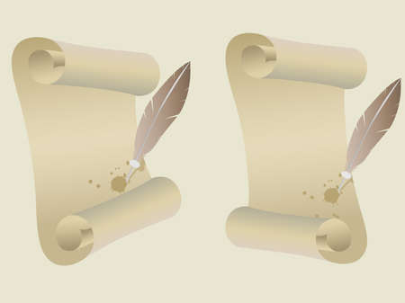 Vector image of isolated  vintage paper with pen. のイラスト素材