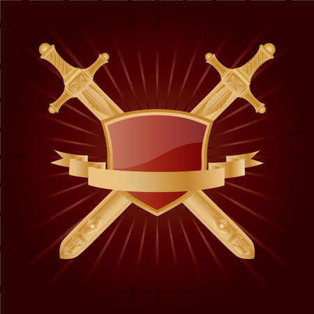 Vector heraldic pattern on dark red background.のイラスト素材