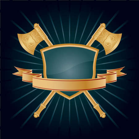 Vector heraldic pattern on dark blue background.のイラスト素材