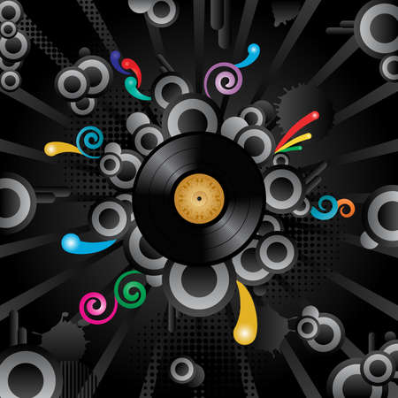 Abstract vector retro background with the vinyl disc.のイラスト素材