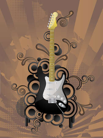 Abstract vector retro background with the guitar.のイラスト素材