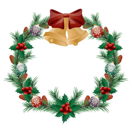 Christmas wreath isolated on white background.のイラスト素材