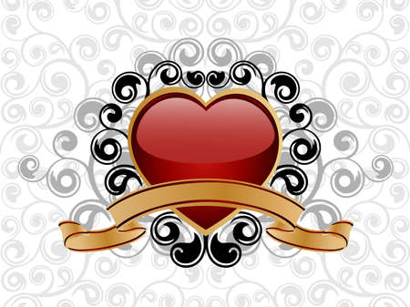 Valentine background with a glossy heartのイラスト素材