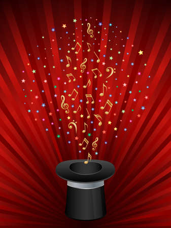 Music background with a magic top hat.のイラスト素材