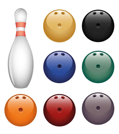 Isolated image of a bowling pin and a balls.のイラスト素材